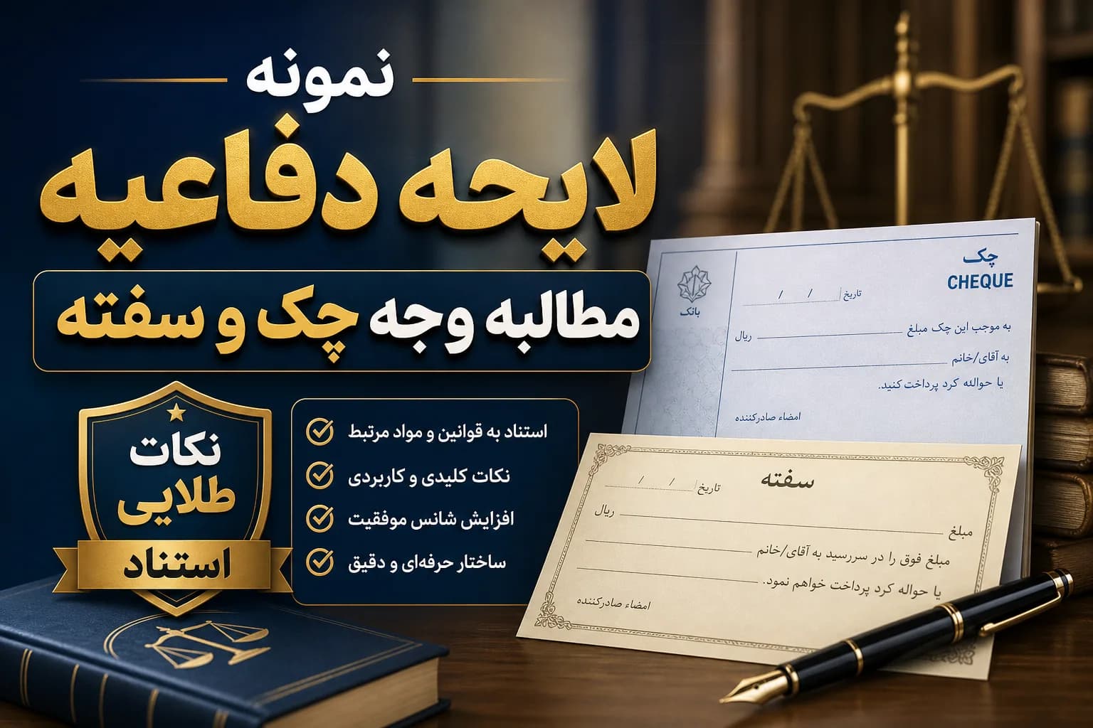 نمونه لایحه دفاعیه مطالبه وجه چک و سفته + نکات طلایی استناد