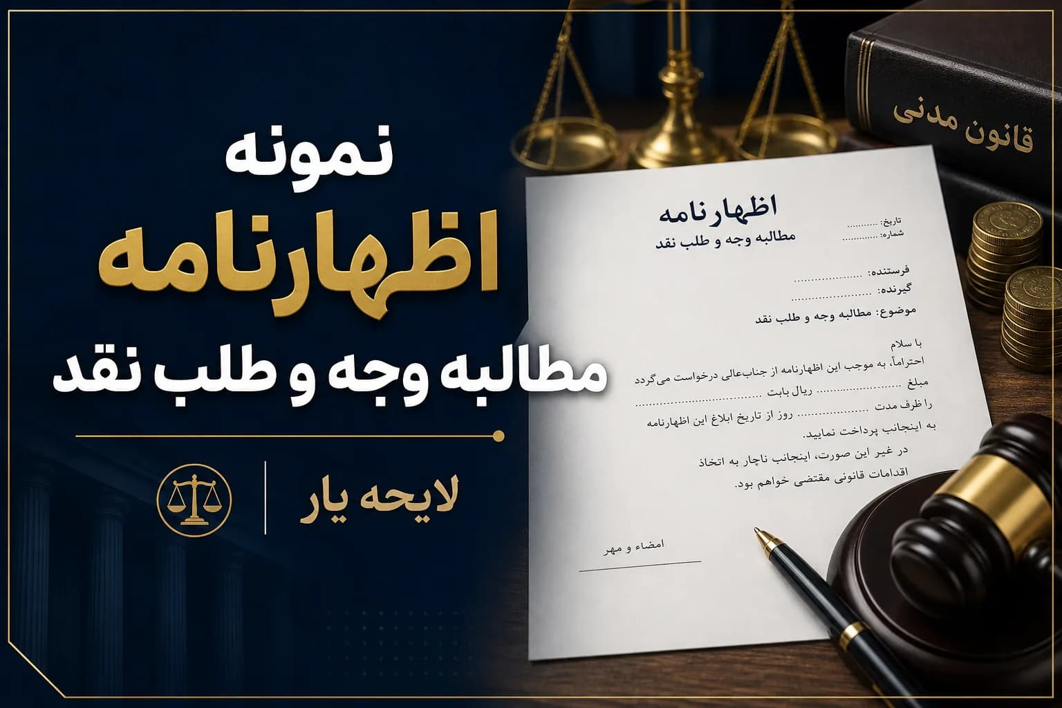 راهنمای کامل و نمونه اظهارنامه مطالبه طلب و وجه نقد (مبنای ماده ۵۲۲ ق.آ.د.م)