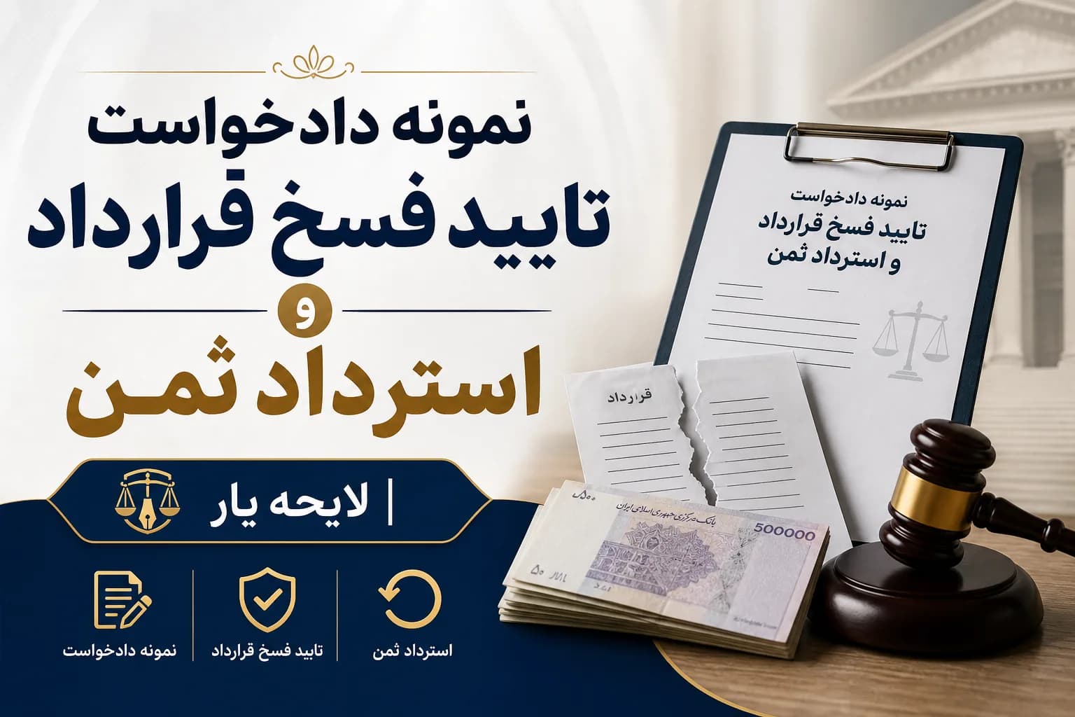 راهنمای کامل و نمونه دادخواست تایید فسخ قرارداد و استرداد ثمن به نرخ روز
