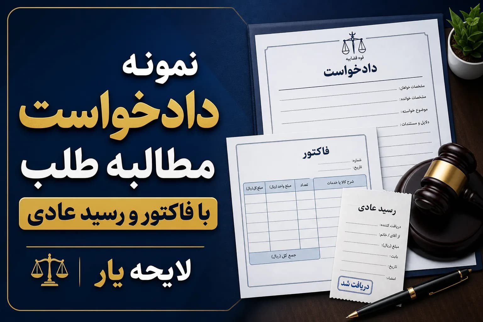 راهنمای کامل و نمونه دادخواست مطالبه طلب با فاکتور و رسید عادی