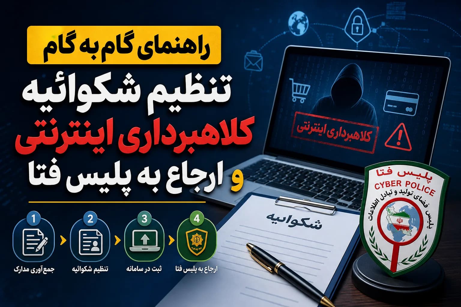 راهنمای گام‌به‌گام تنظیم شکوائیه کلاهبرداری اینترنتی و ارجاع به پلیس فتا